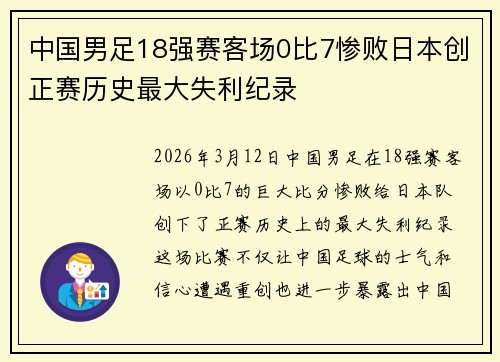 中国男足18强赛客场0比7惨败日本创正赛历史最大失利纪录 中国男足18强赛客场0比7惨败日本创正赛历史最大失利纪录